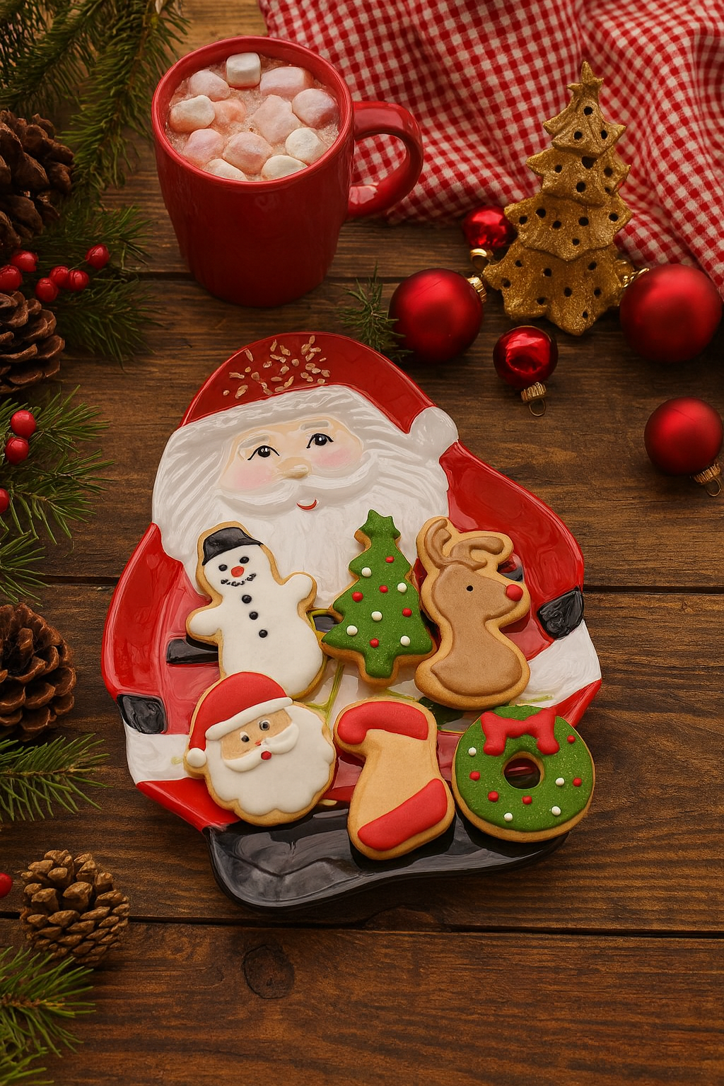 Plato de Viejo Pascuero de Cerámica Decoración Navidad