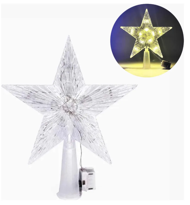 Estrella Para Árbol De Navidad Luminosa Led 15cm Pilas