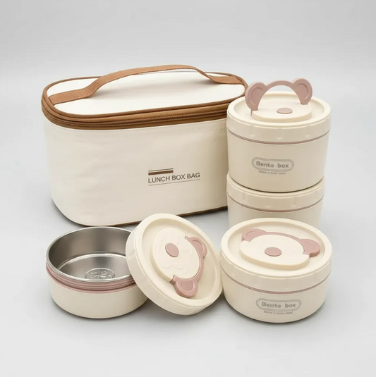 Set Lonchera Térmica + 4 Recipientes Acero Inoxidable Niños