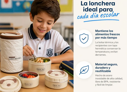 Set Lonchera Térmica + 3 Recipientes Acero Inoxidable Niños Agregar a favoritos