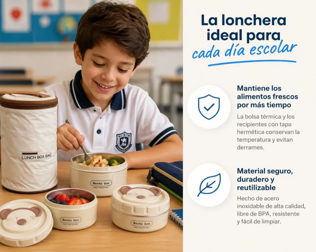 Set Lonchera Térmica + 3 Recipientes Acero Inoxidable Niños Agregar a favoritos