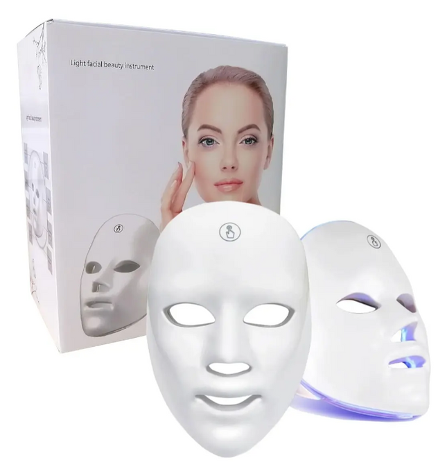 Máscara Facial Led 7 Colores Terapia Lumínica Rejuvenecedora