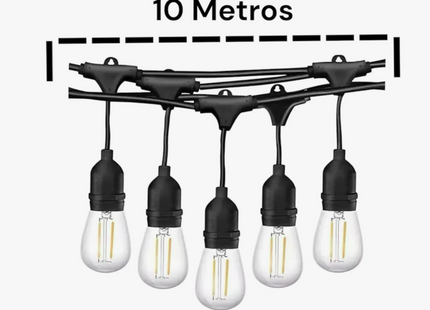 Guirnalda Luces Eléctrica De Terraza Vintage 10 Metros 10 Ampolletas