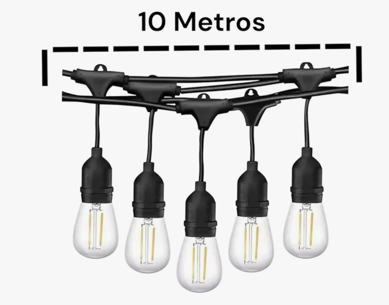 Guirnalda Luces Eléctrica De Terraza Vintage 10 Metros 10 Ampolletas