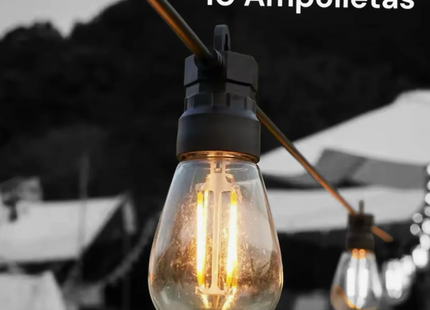 Guirnalda Luces Eléctrica De Terraza Vintage 10 Metros 10 Ampolletas