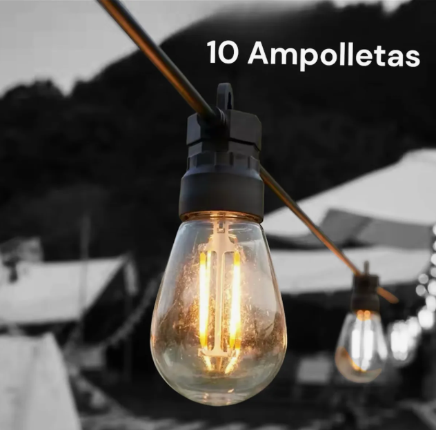 Guirnalda Luces Eléctrica De Terraza Vintage 10 Metros 10 Ampolletas
