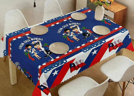 Mantel Dieciochero Fiestas Patrias Cueca Viva Chile 220x150 cm