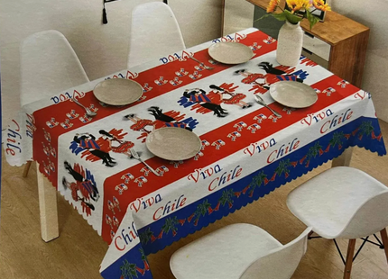 Mantel Dieciochero Fiestas Patrias Cueca Viva Chile 220x150 cm