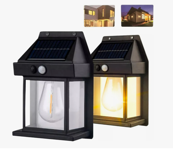 Lámpara De Pared Solar Para Exteriores Led Colonial Estructura Negro