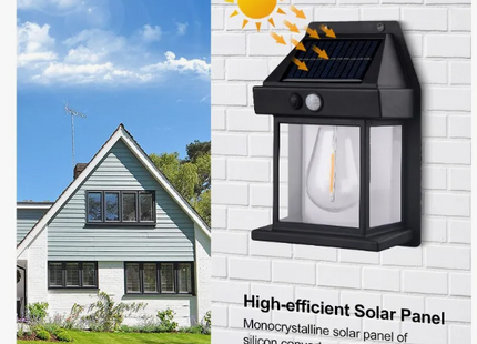 Lámpara De Pared Solar Para Exteriores Led Colonial Estructura Negro