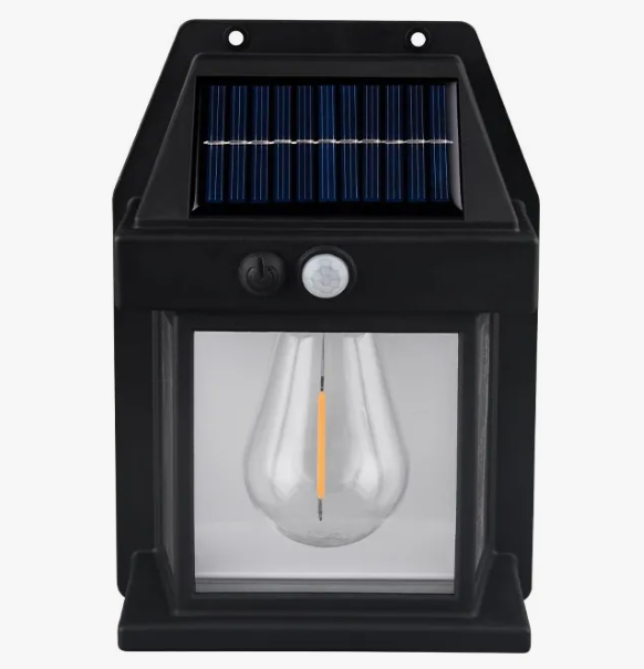 Lámpara De Pared Solar Para Exteriores Led Colonial Estructura Negro