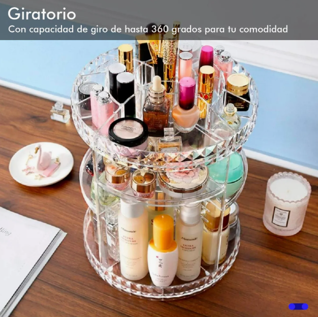 Organizador Acrílico Para Maquillaje Cosmético Giratorio 360