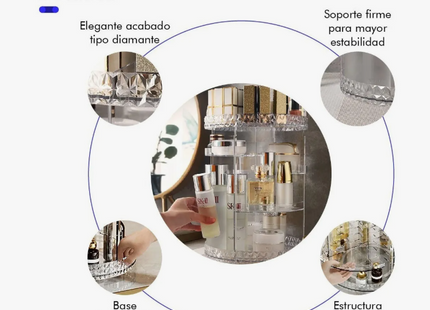 Organizador Acrílico Para Maquillaje Cosmético Giratorio 360