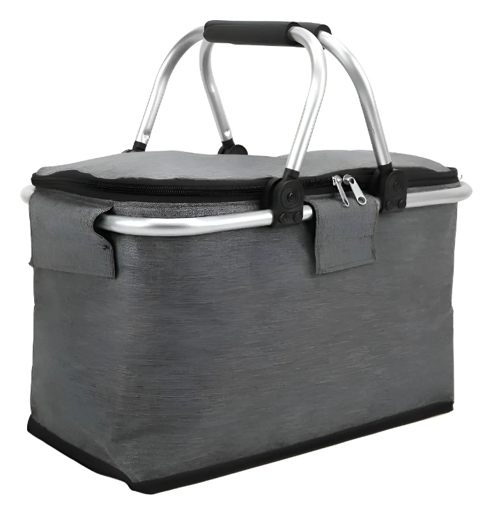 Cesta Cooler Refrigerador Térmico Camping Plegable Gris