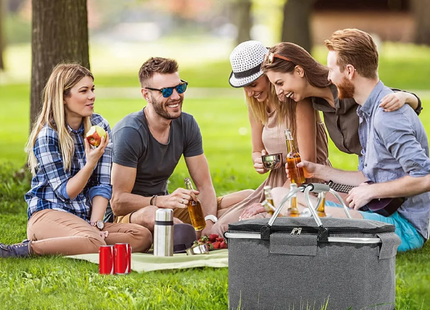 Cesta Cooler Refrigerador Térmico Camping Plegable Gris