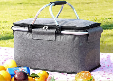 Cesta Cooler Refrigerador Térmico Camping Plegable Gris