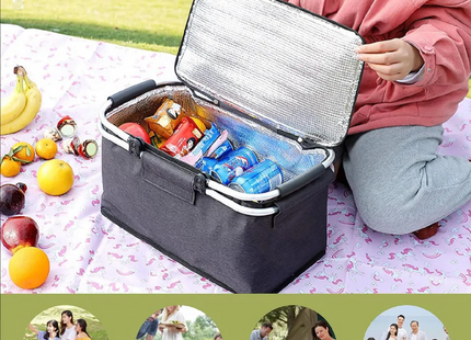 Cesta Cooler Refrigerador Térmico Camping Plegable Gris