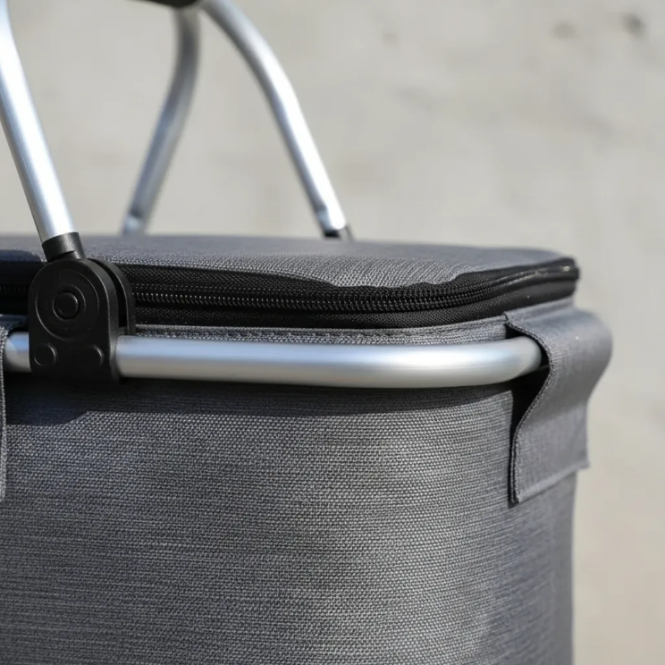 Cesta Cooler Refrigerador Térmico Camping Plegable Gris