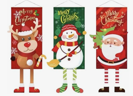 Cartel Pendón Navideño De Tela Colgante Decoración Navidad