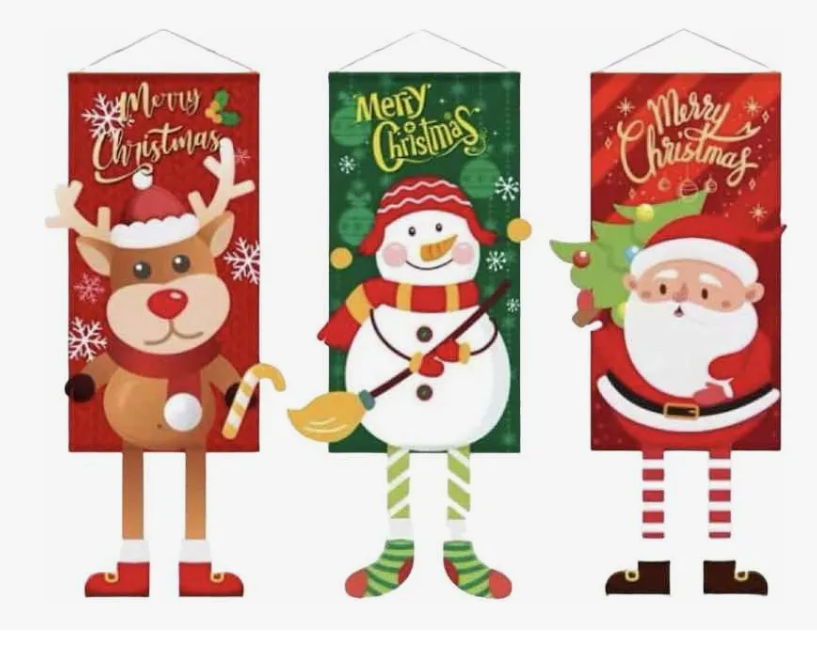 Cartel Pendón Navideño De Tela Colgante Decoración Navidad