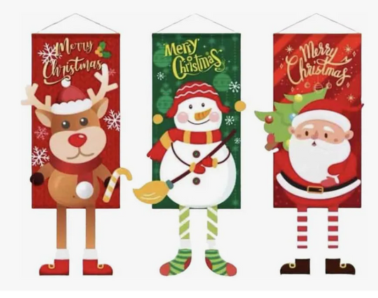 Cartel Pendón Navideño De Tela Colgante Decoración Navidad
