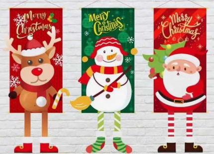 Cartel Pendón Navideño De Tela Colgante Decoración Navidad