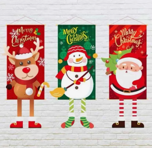 Cartel Pendón Navideño De Tela Colgante Decoración Navidad