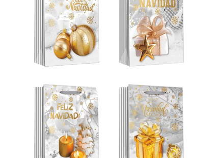 Pack 12 Unidades de Bolsas De Regalo Navidad 32cm Surtidas