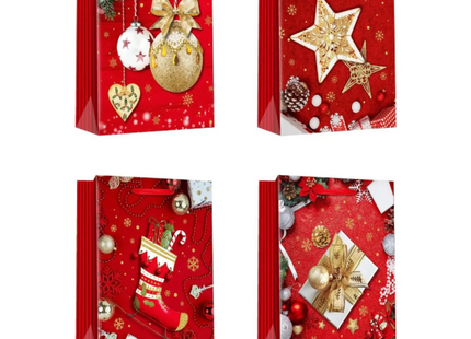 Pack 12 Unidades de Bolsas De Regalo Navidad 32cm Surtidas