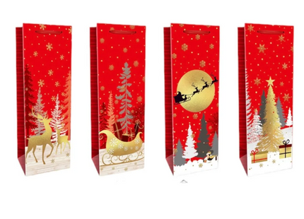 Pack 12 Bolsas De Regalo Navidad Surtidas Para Botella