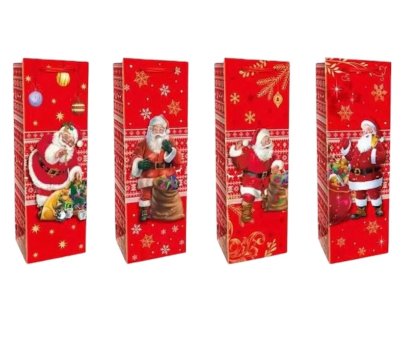 Pack 12 Bolsas De Regalo Navidad Surtidas Para Botella