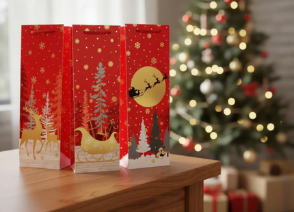 Pack 12 Bolsas De Regalo Navidad Surtidas Para Botella