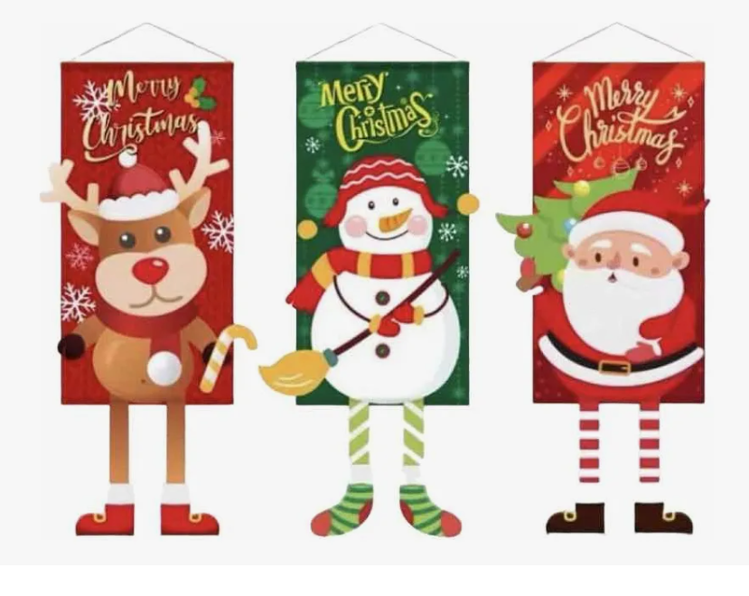 Cartel Pendón Navideño De Tela Colgante Decoración Navidad