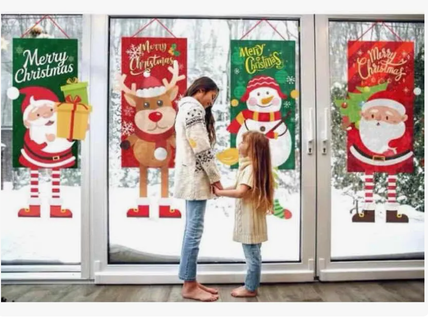 Cartel Pendón Navideño De Tela Colgante Decoración Navidad