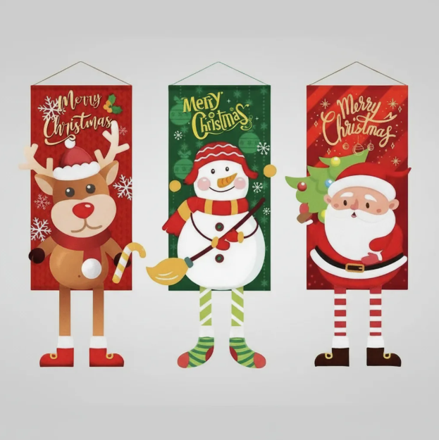 Cartel Pendón Navideño De Tela Colgante Decoración Navidad