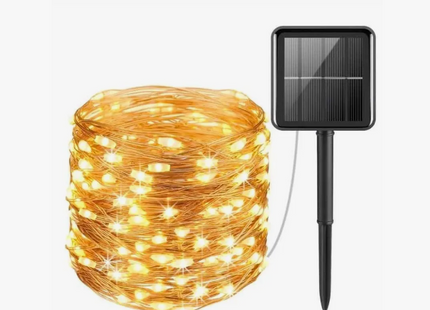 Luces De Hada Solar Guirnalda Led Alambre 30mts Cálidas