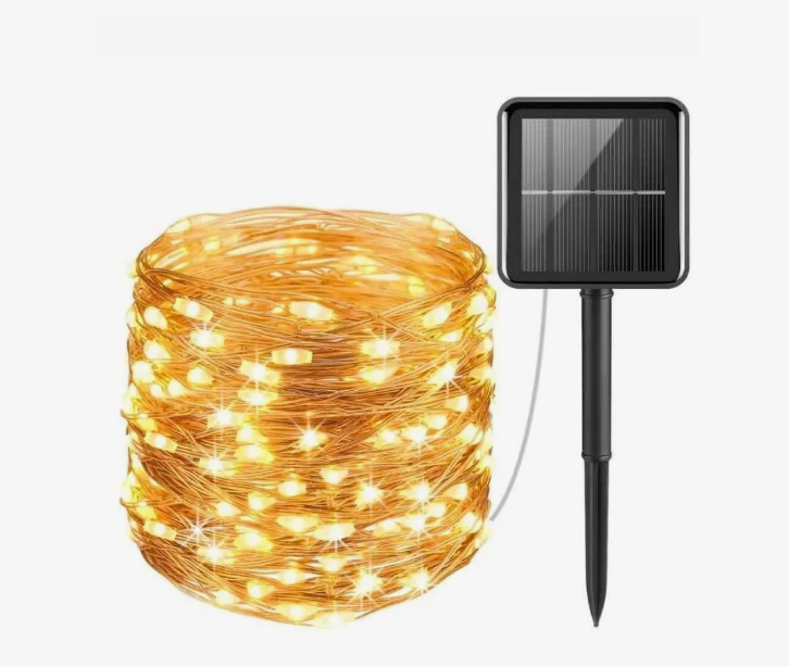 Luces De Hada Solar Guirnalda Led Alambre 20mts Cálidas