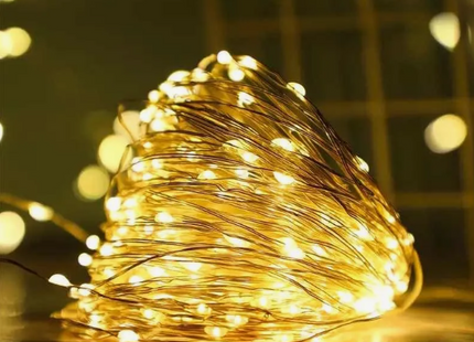 Luces De Hada Solar Guirnalda Led Alambre 30mts Cálidas