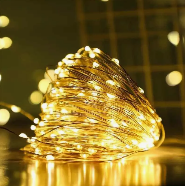Luces De Hada Solar Guirnalda Led Alambre 20mts Cálidas