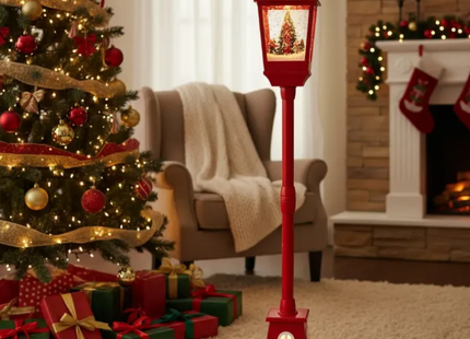 Farol Navideño Eléctrico Con Luz Y Sonido Rojo 160cm Navidad