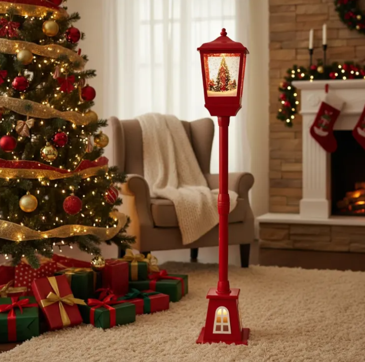 Farol Navideño Eléctrico Con Luz Y Sonido Rojo 160cm Navidad