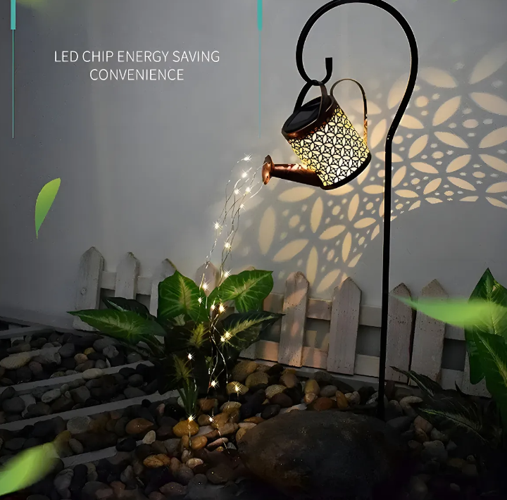 Regadera De Alambre De Cobre Luz De Jardín Solar Exterior