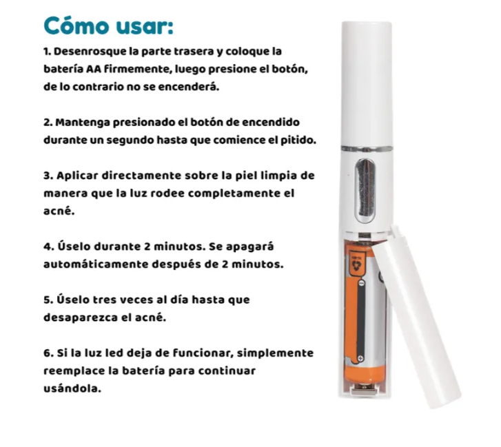 Pluma Laser Luz Azul Cuidado Facial Anti Acné Y Cicatrices