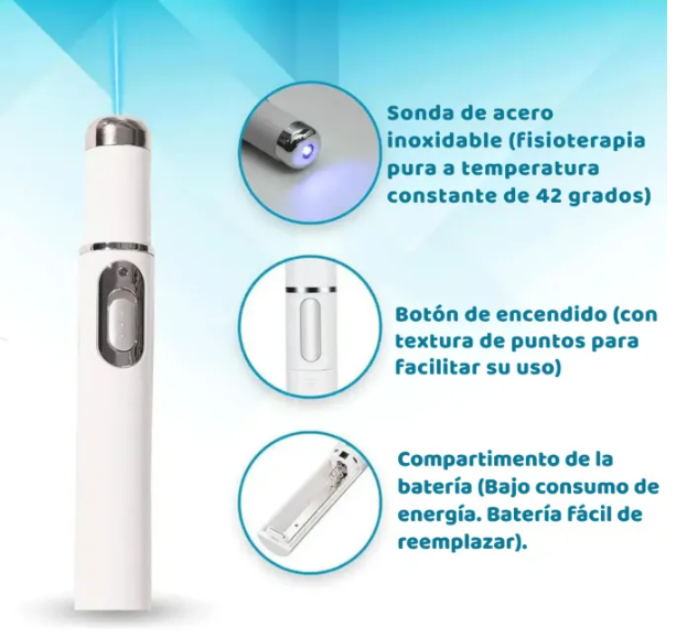 Pluma Laser Luz Azul Cuidado Facial Anti Acné Y Cicatrices