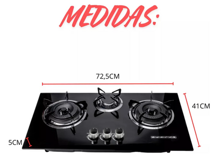 Cocina Encimera A Gas Tope Vidrio 3 Platos Con Chispero