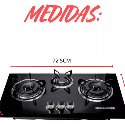 Cocina Encimera A Gas Tope Vidrio 3 Platos Con Chispero