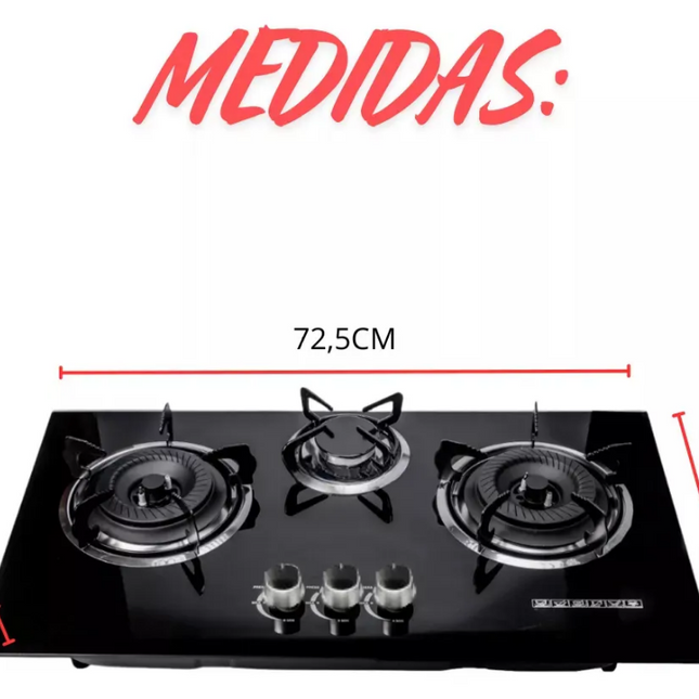 Cocina Encimera A Gas Tope Vidrio 3 Platos Con Chispero