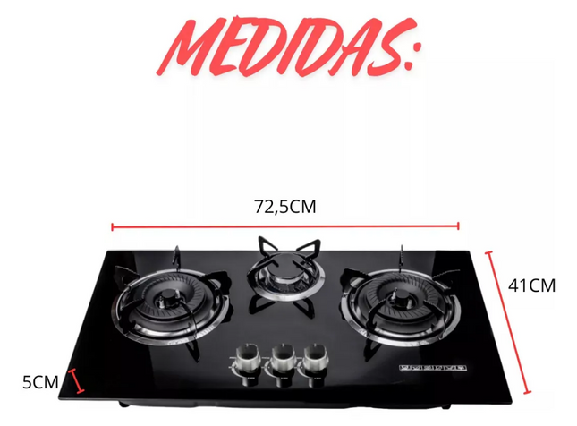 Cocina Encimera A Gas Tope Vidrio 3 Platos Con Chispero