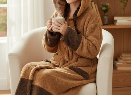 Pijama Bata De Capibara Polar Unisex Tendencia con Bolsillos