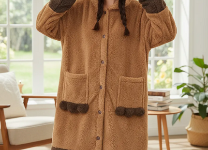 Pijama Bata De Capibara Polar Unisex Tendencia con Bolsillos
